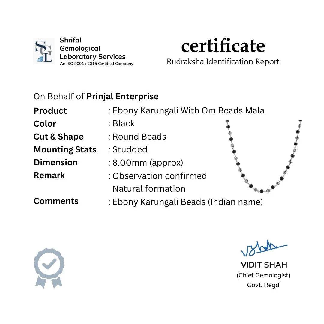 Karungali with Om Silver Beads Mala - Mayuri Silver House