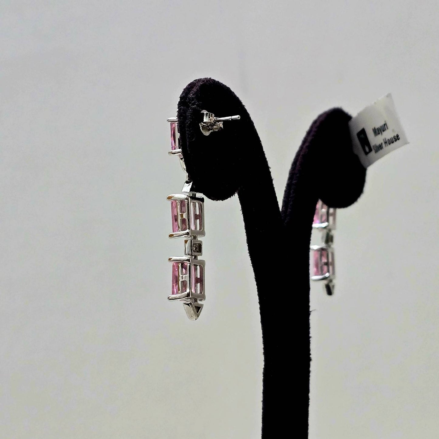 Pink Facet Line Earrings