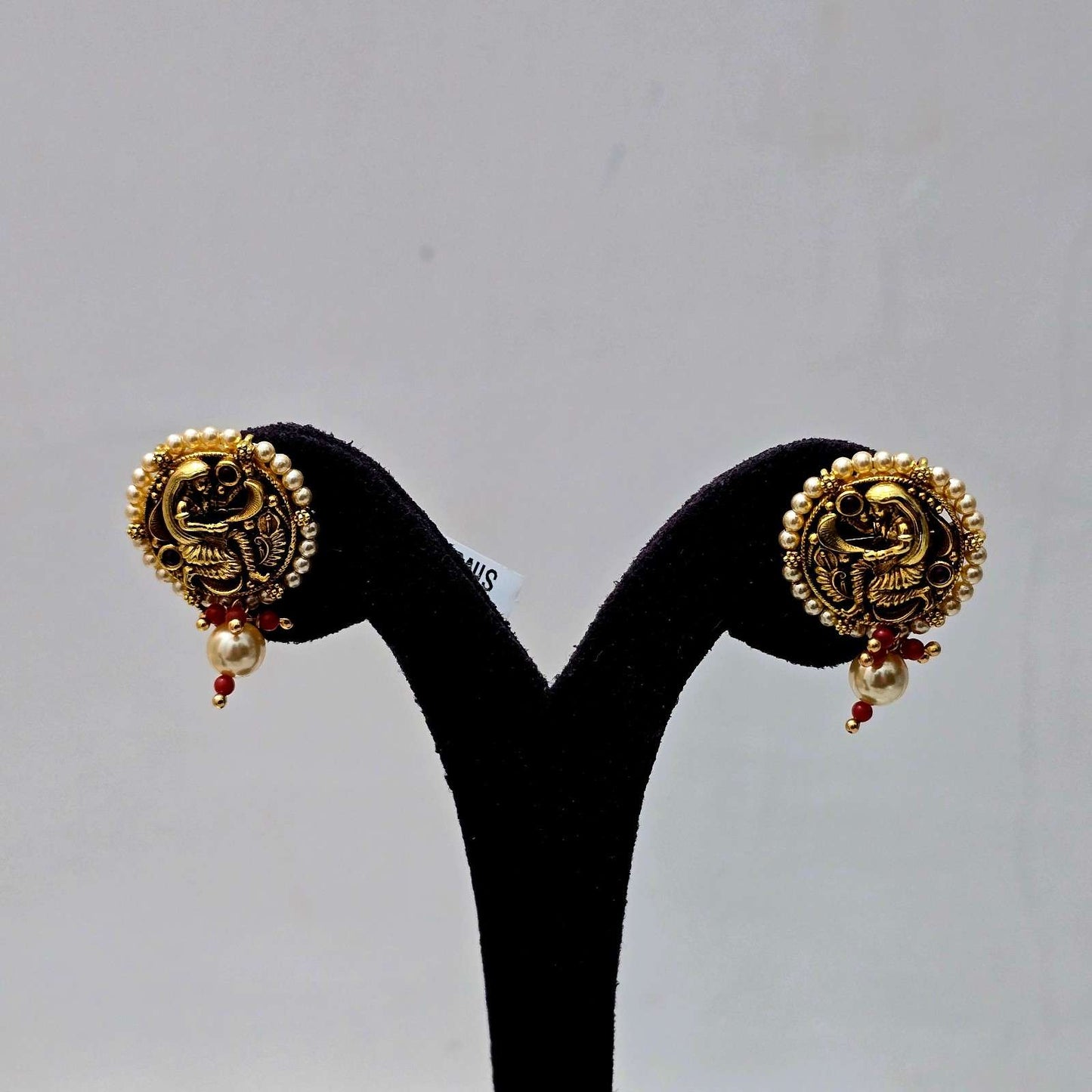 Pearl-Ruby Temple Studs