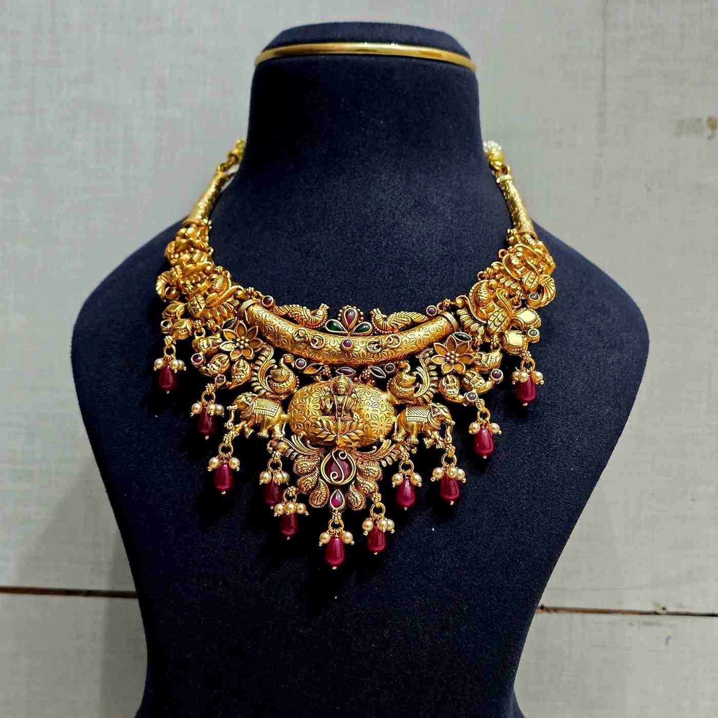 Peacock Lotus Lakshmi Necklace