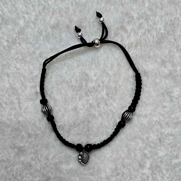 Leaf Charm Black Thread