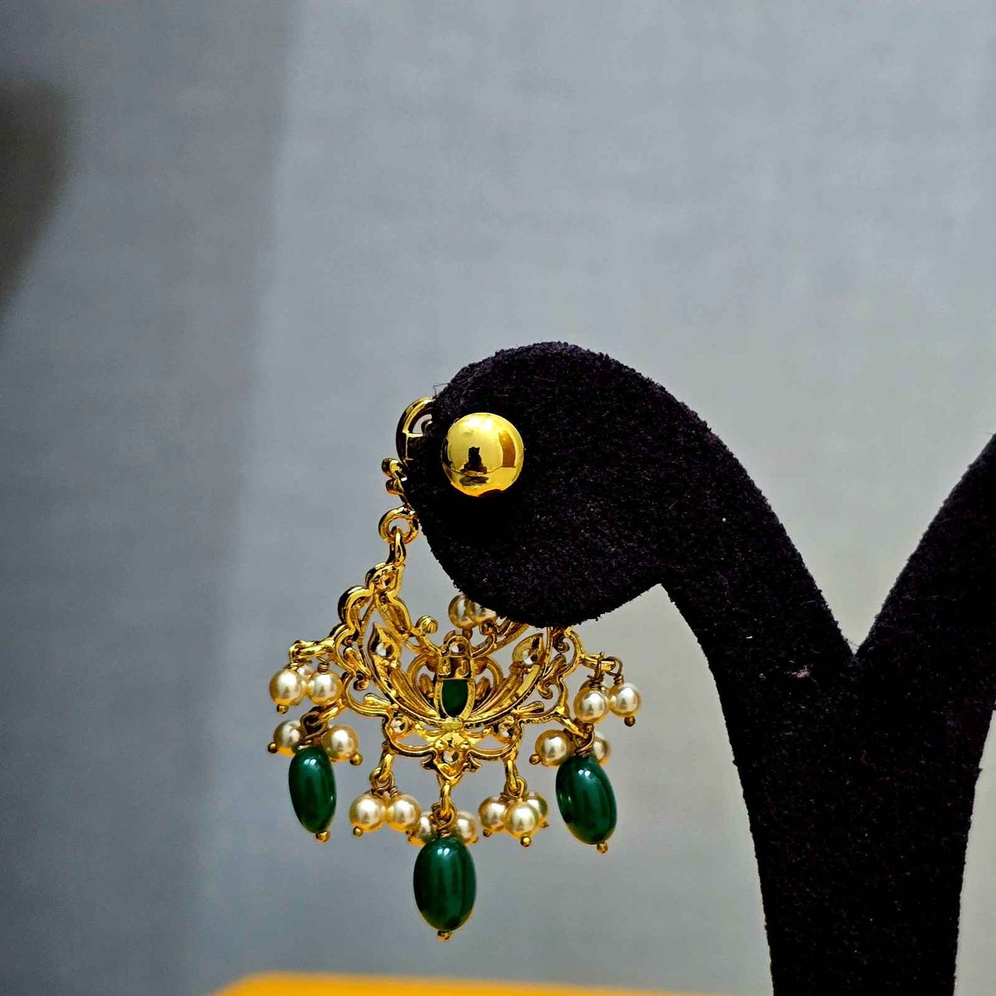 Ruhani Emerald Danglers
