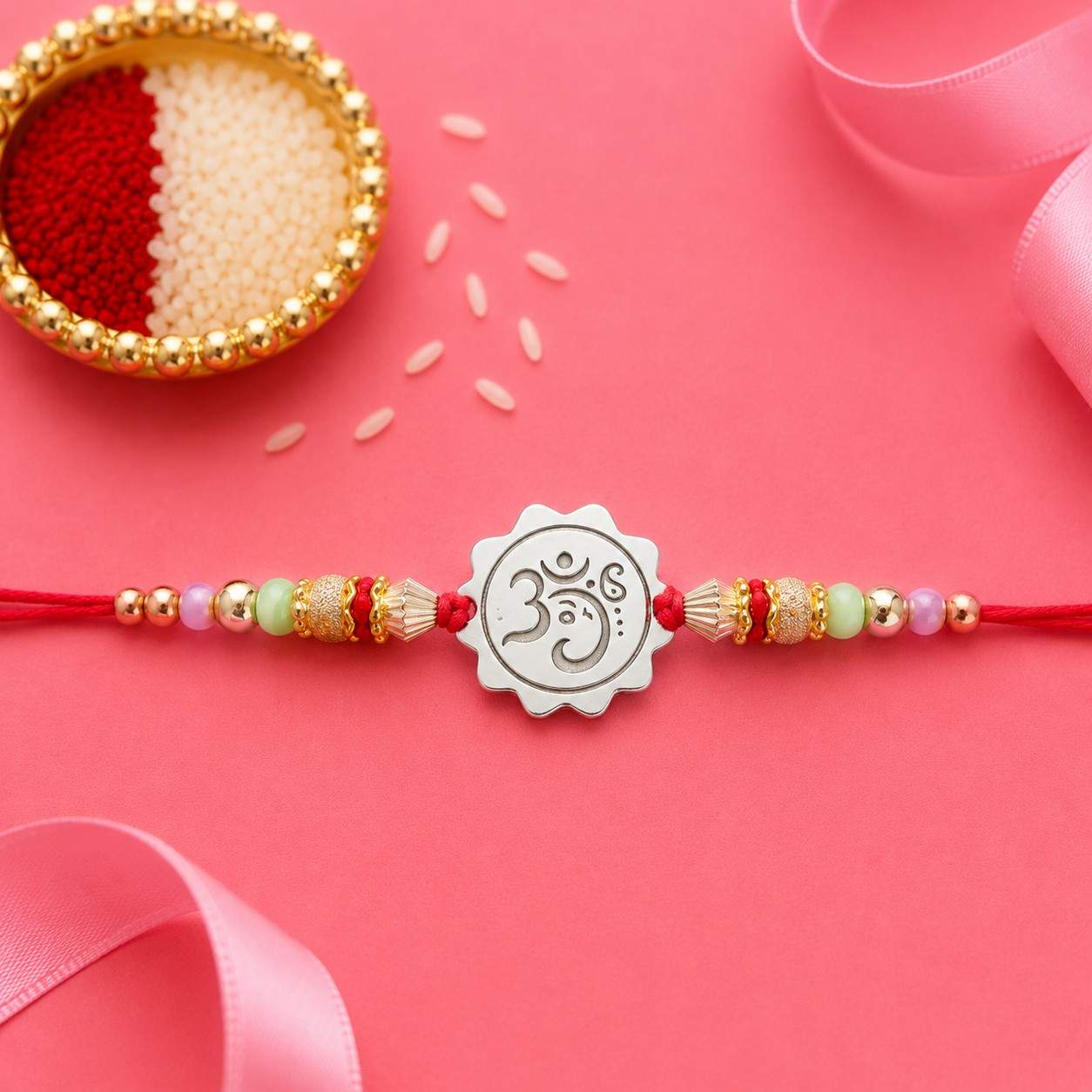 Om Ganesh Flower Rakhi