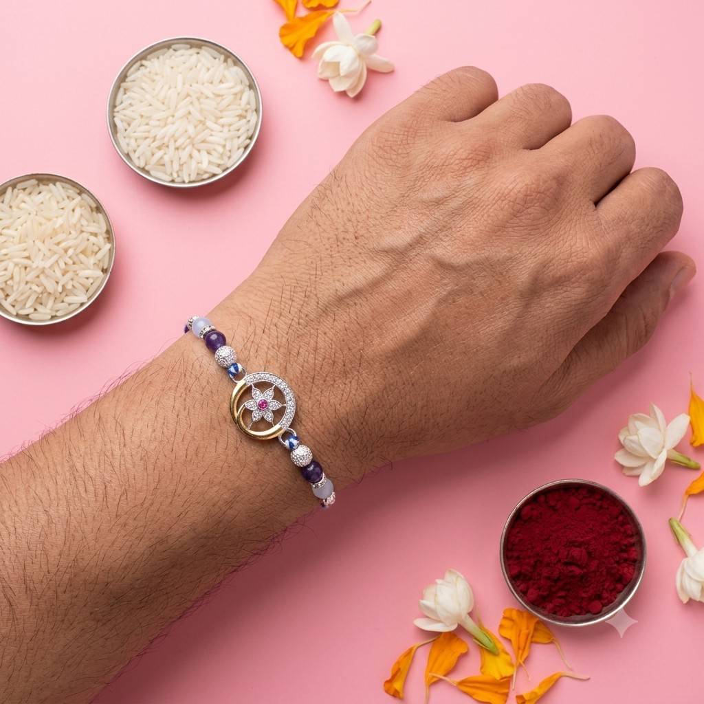 Golden Floral Loop Rakhi