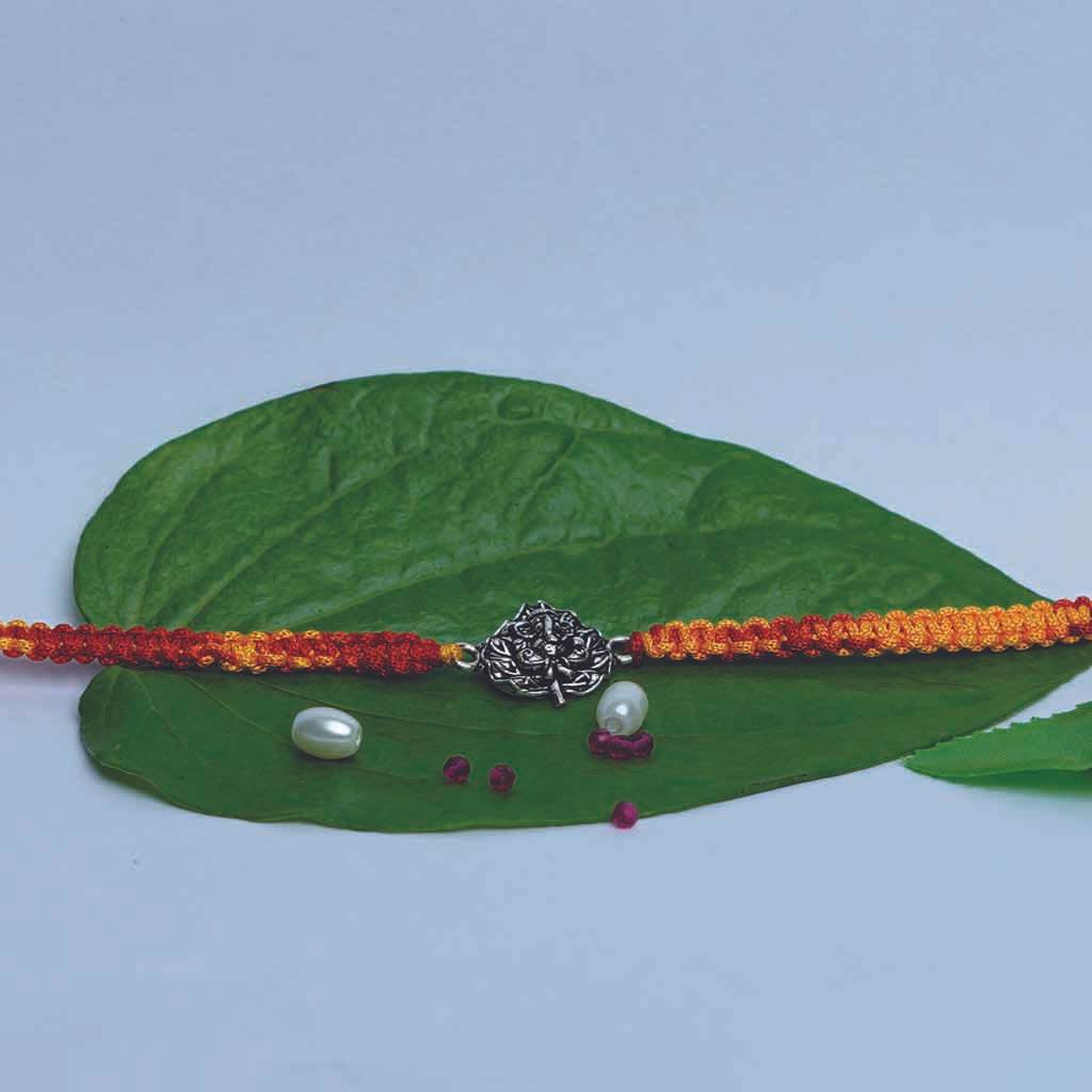 Ganesh Leaf Rakhi - Mayuri Silver House