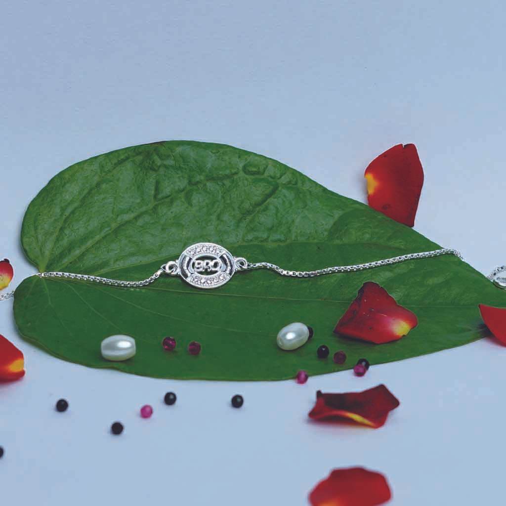 Bro Oval Stones Chain Rakhi - Mayuri Silver House