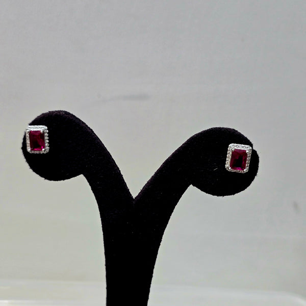 Ruby Halo Studs