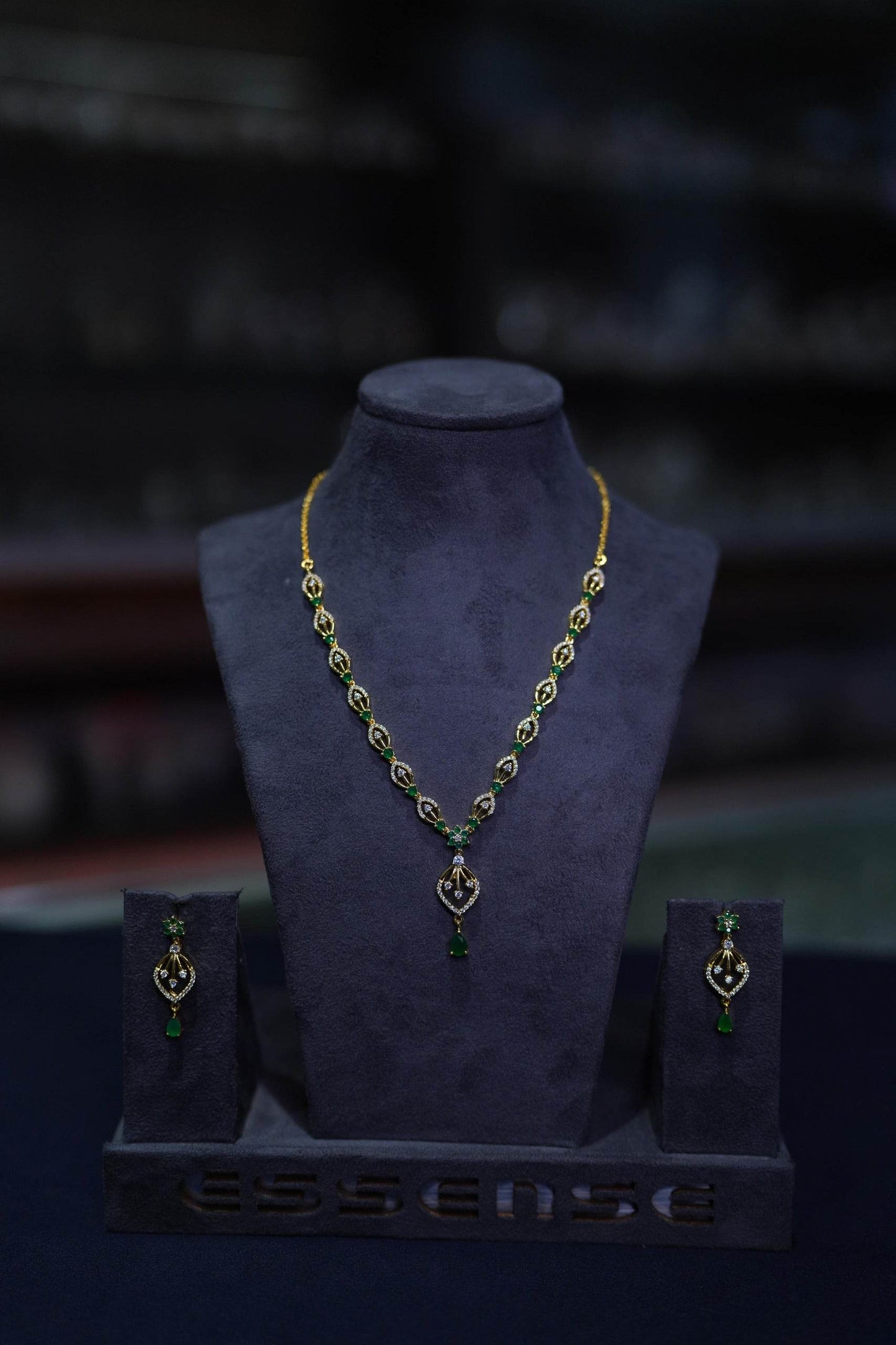 Green Charm Necklace (24k Gold Coated) - Mayuri Silver House