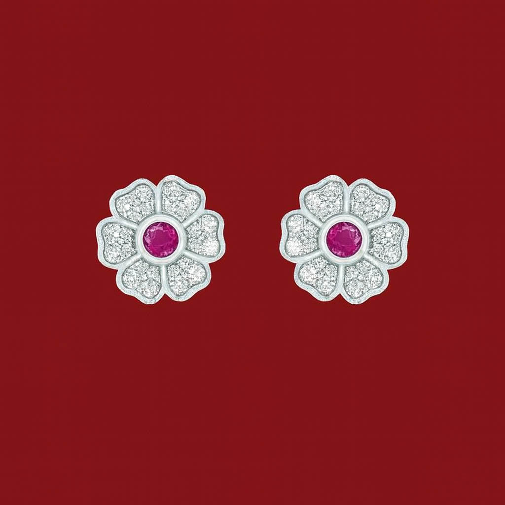 Red Stone Flower Hearts