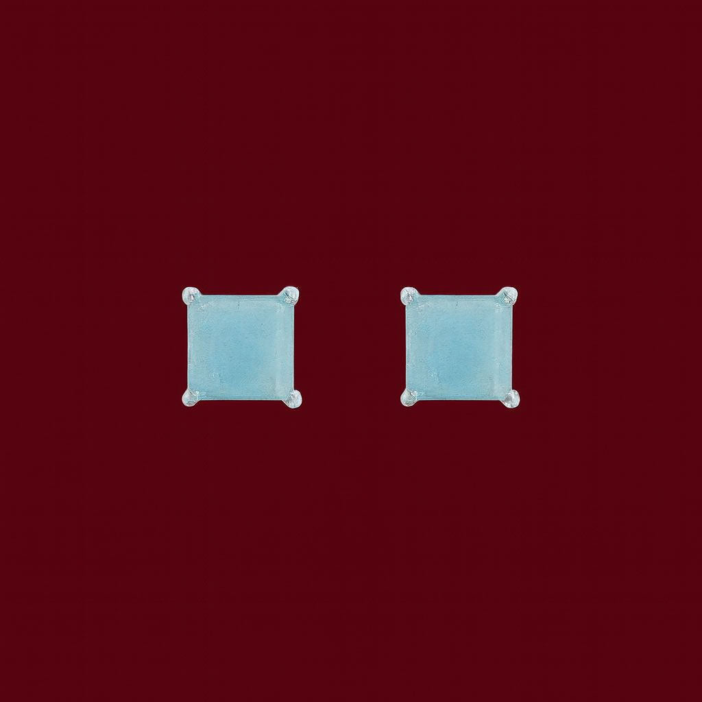 Sky Blue Stone Square Studs