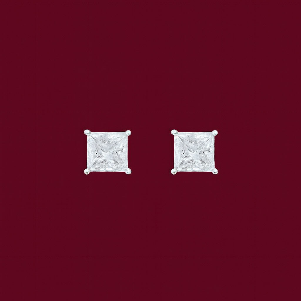 White Stone Sqaure Studs