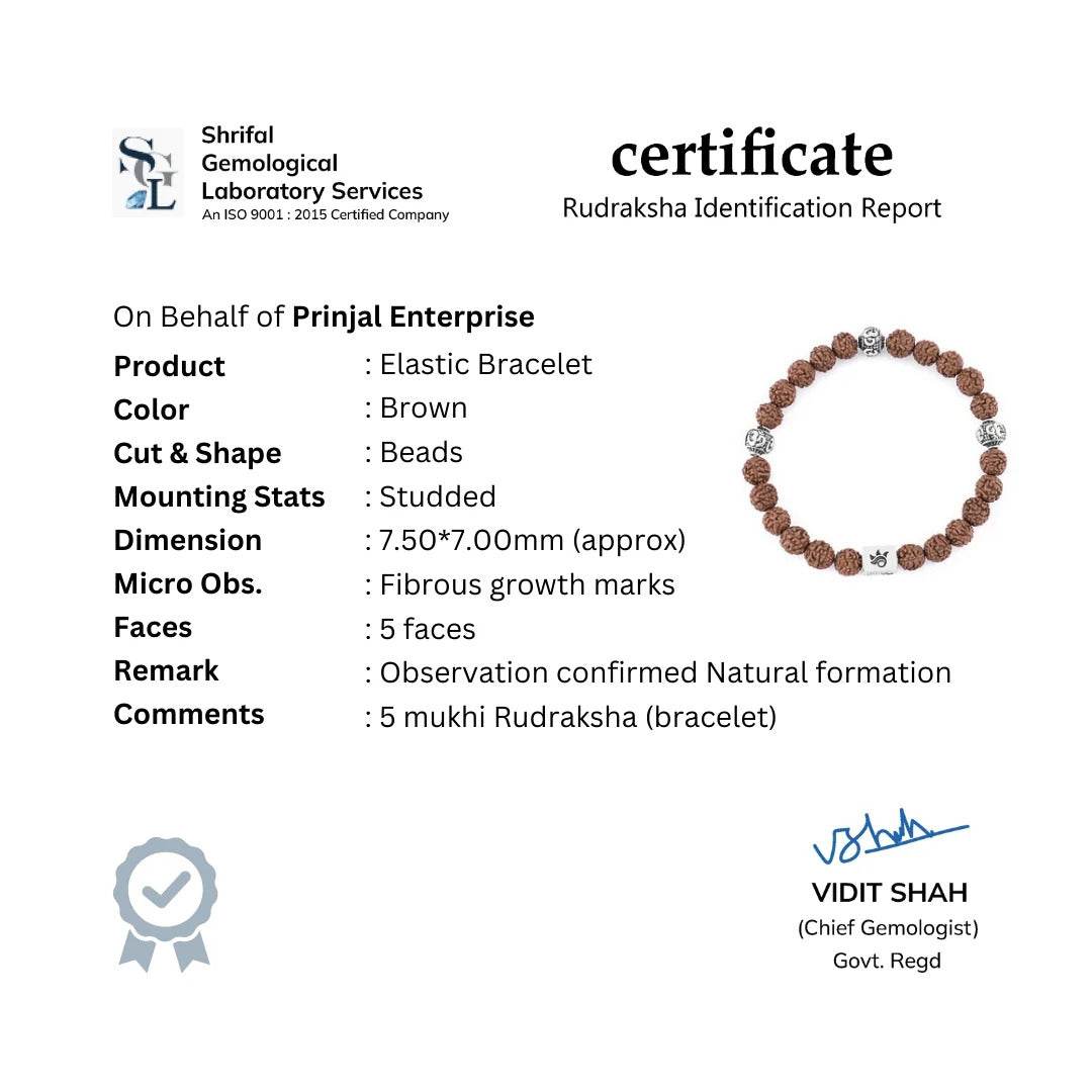 Rudraksha with Om Silver Beads Bracelet - Mayuri Silver House