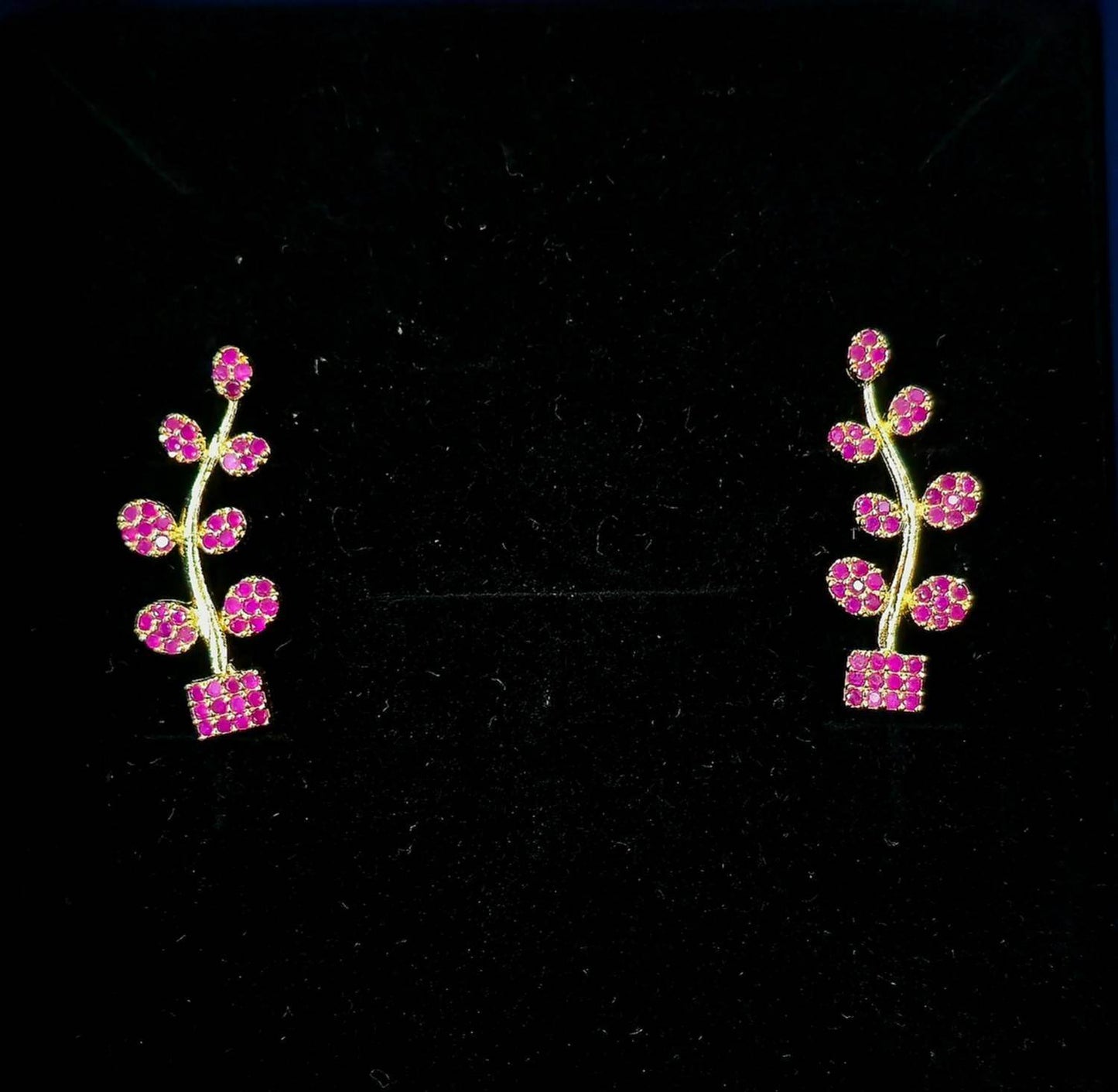 Pink Box Leaf Earcuffs - Mayuri Silver House