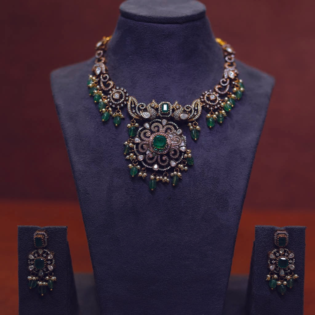 Victorian Peacock Necklace Set