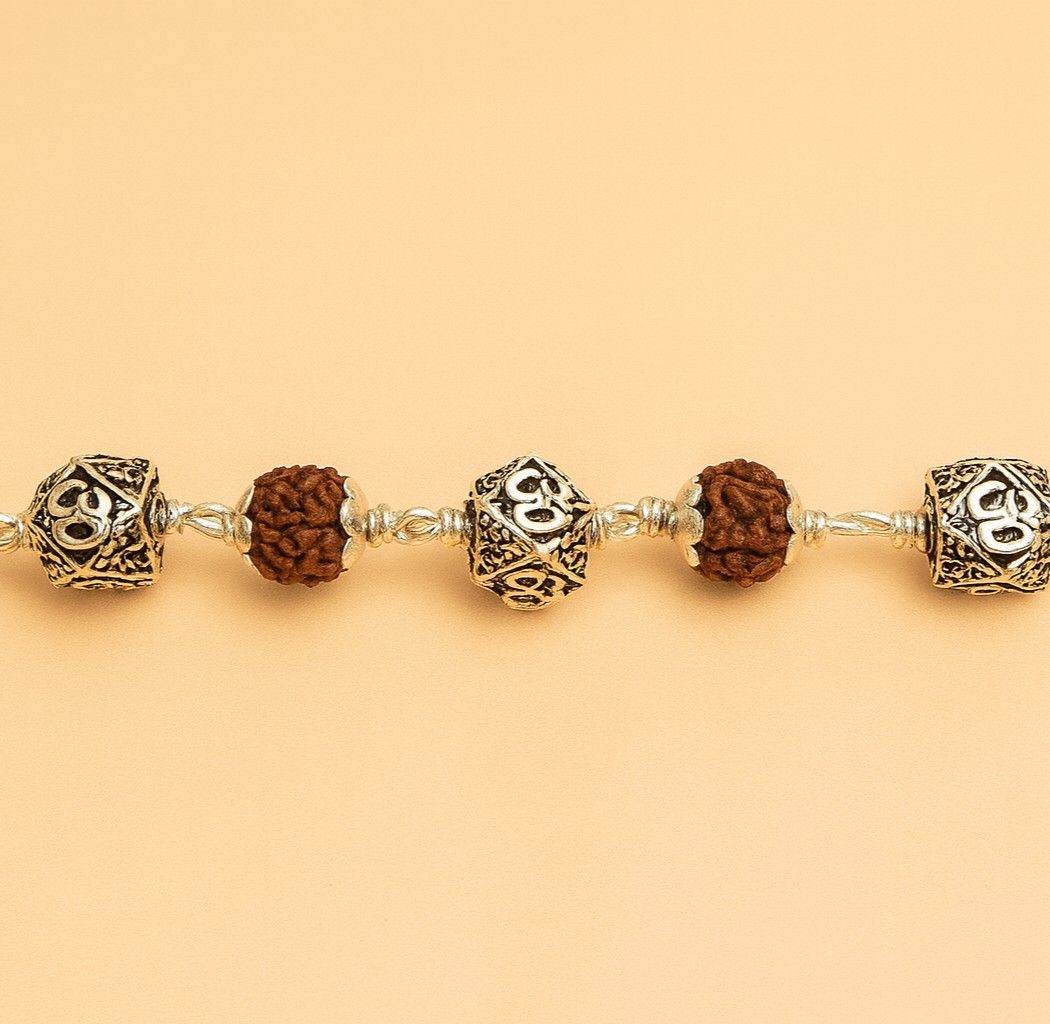 Hexa Om Beads Rudraskha Bracelet - Mayuri Silver House