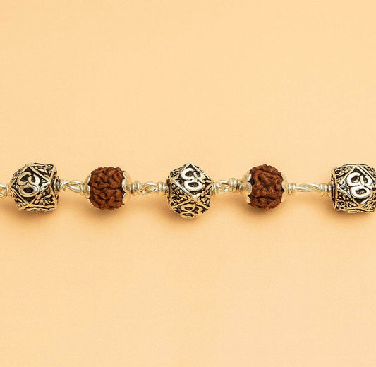 Hexa Om Beads Rudraskha Bracelet - Mayuri Silver House