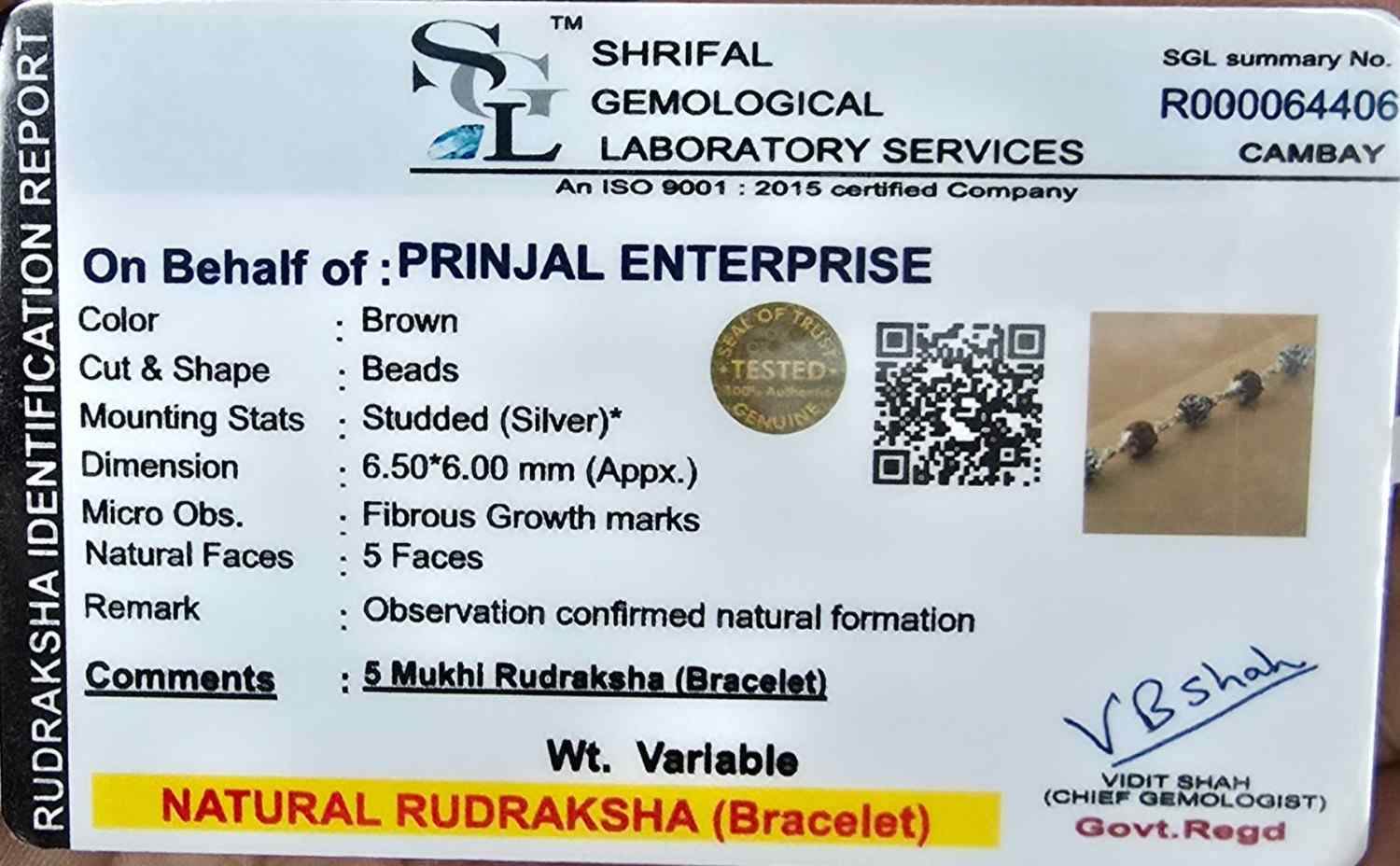 Hexa Om Beads Rudraskha Bracelet - Mayuri Silver House