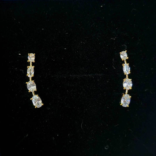 Quadra Oval Stones Earcuffs - Mayuri Silver House