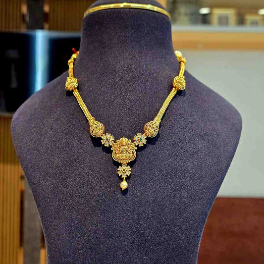 Plain Flower Laxmi Necklace Set