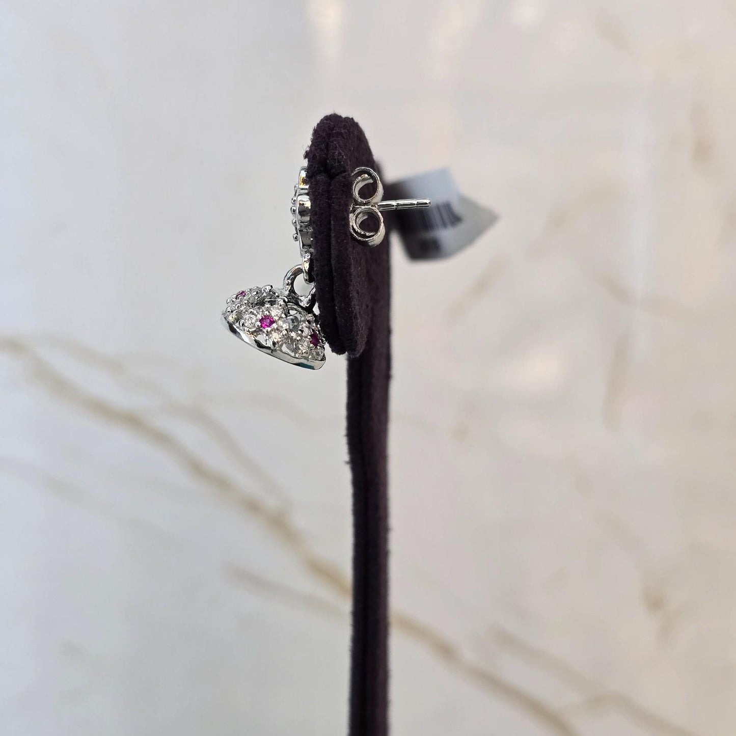 Pink Flower Jhumka Earrings (Butta)