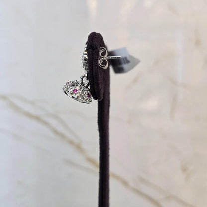 Pink Flower Jhumka Earrings (Butta)