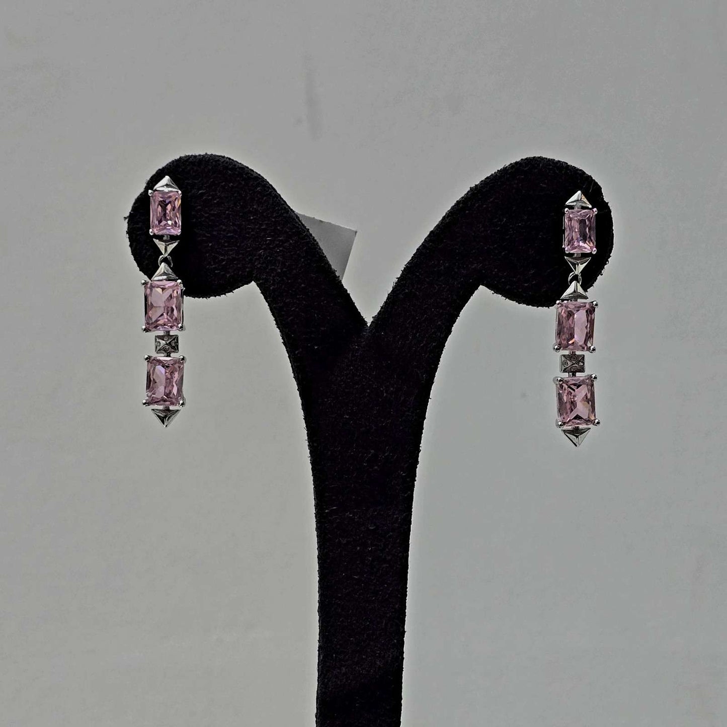 Pink Facet Line Earrings