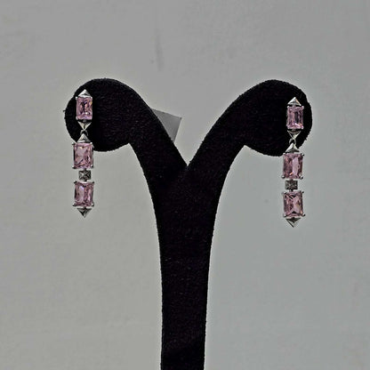 Pink Facet Line Earrings