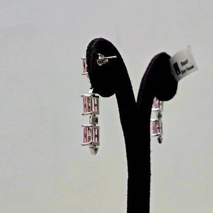 Pink Facet Line Earrings