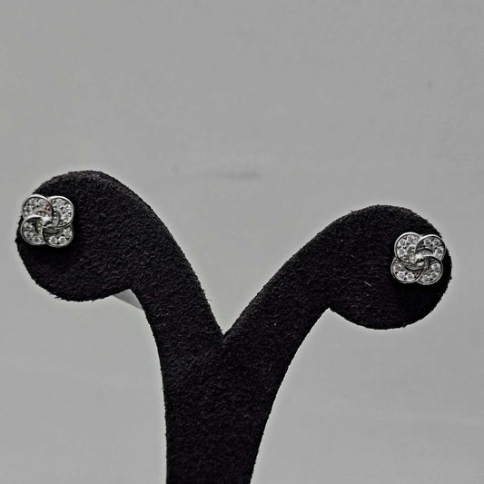 Floral Swirl Silver Stud Earrings