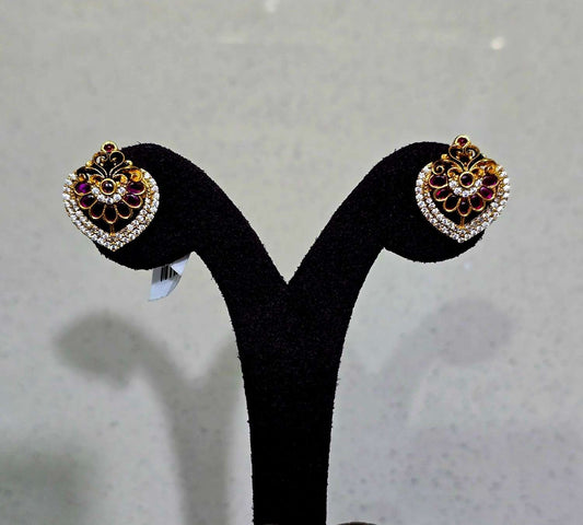Royal Ruby Hearts Studs