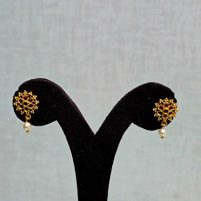 Ruby Kundan Bloom Studs
