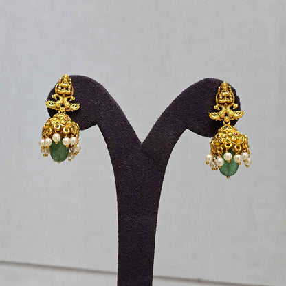 Green Ratna Pearl Jhumkis