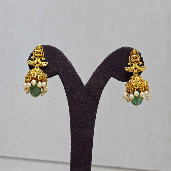 Green Ratna Pearl Jhumkis