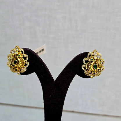 Peacock Crown Studs