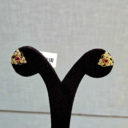 Kundan Ruby Studs