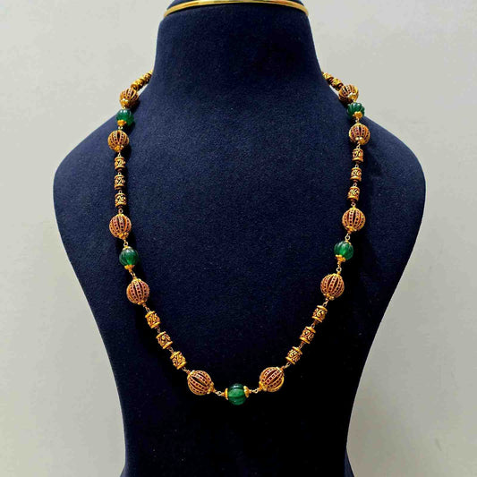 Green Aura Kundan Mala