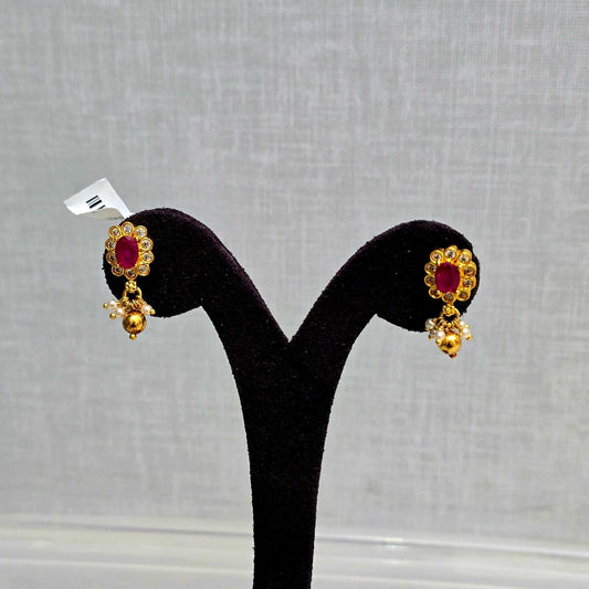Ruby Pearl Charm Earrings