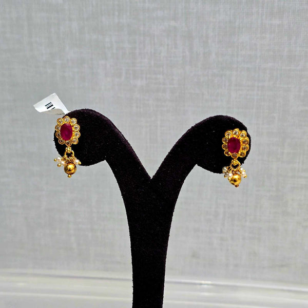 Ruby Pearl Charm Earrings