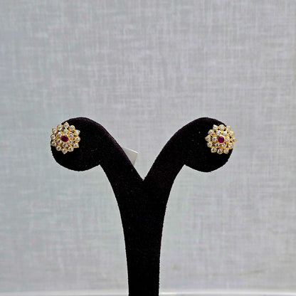 Ruby Flower Studs