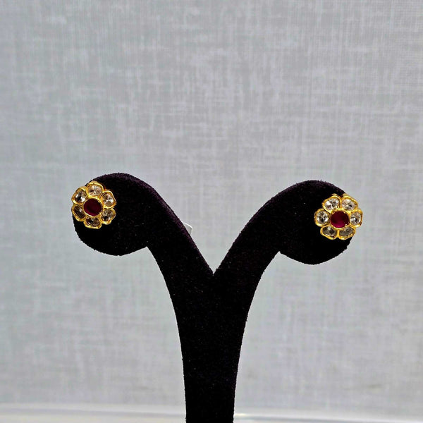Ruby Flower Earrings