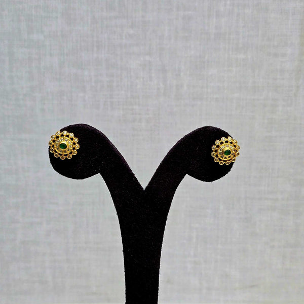 Green Stone Flower Studs