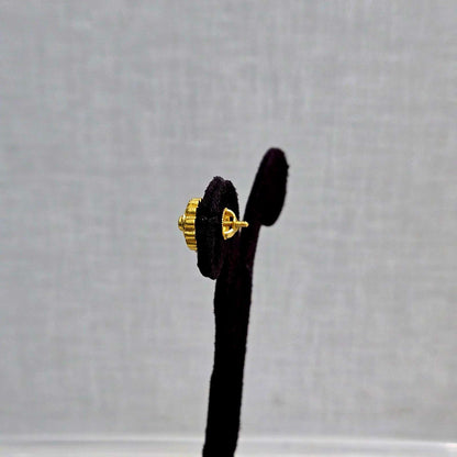 Green Stone Flower Studs