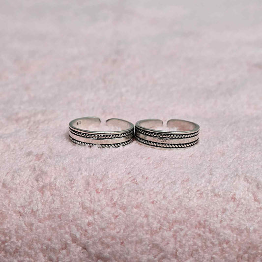 Silver Braid Toe Rings