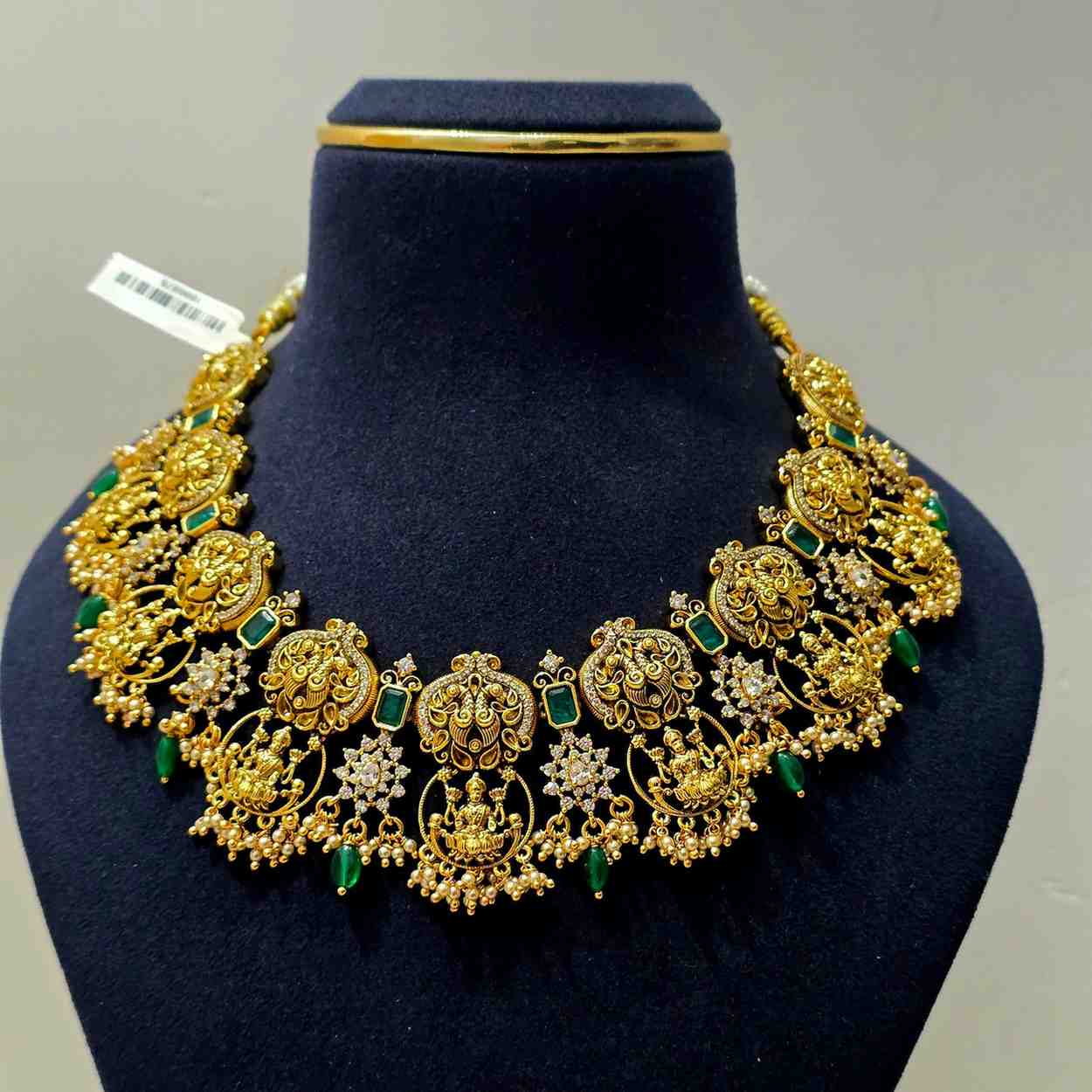 Emerald Pearl Lakshmi Necklace