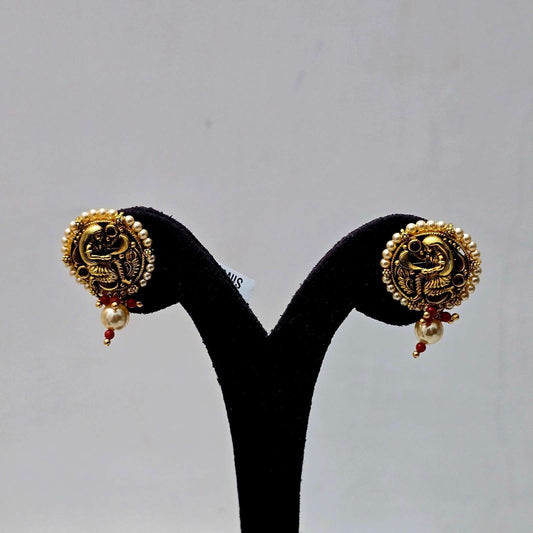 Pearl-Ruby Temple Studs