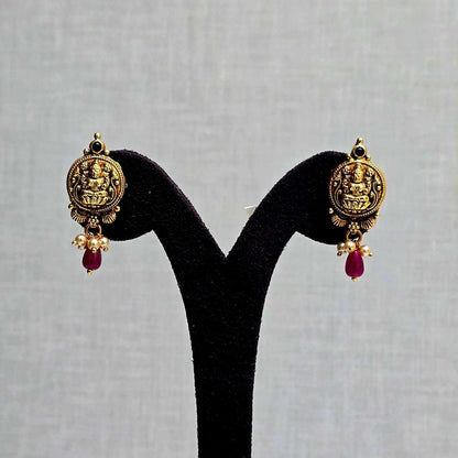 Ruby Drop Lakshmi Studs