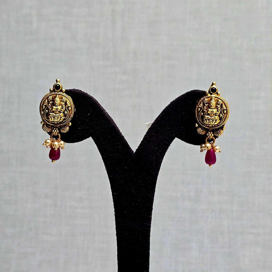 Ruby Drop Lakshmi Studs