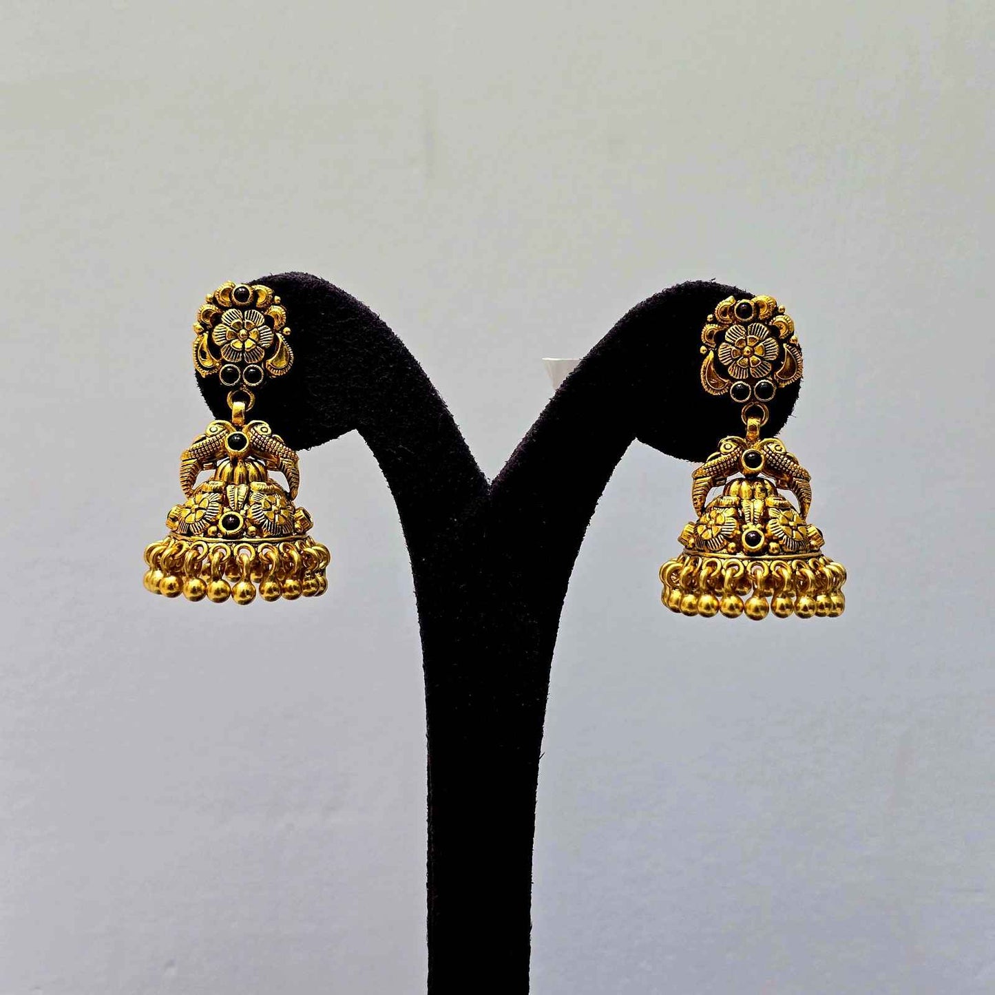 Mayura Pushpa Antique Jhumkas