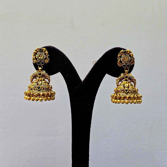 Mayura Pushpa Antique Jhumkas