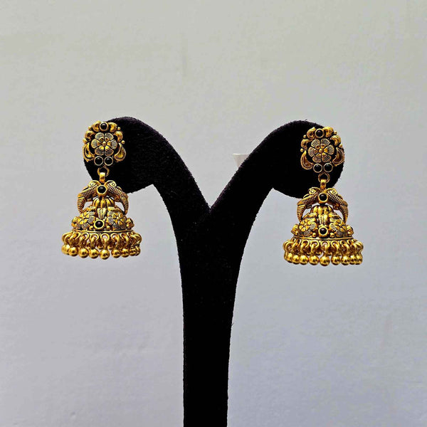 Mayura Pushpa Antique Jhumkas